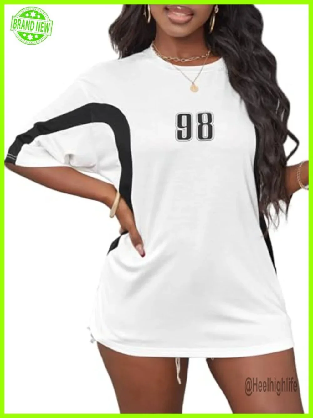 Oversized Color Block Graphic T-Shirt Half Sleeve Crew Neck Loose Fit